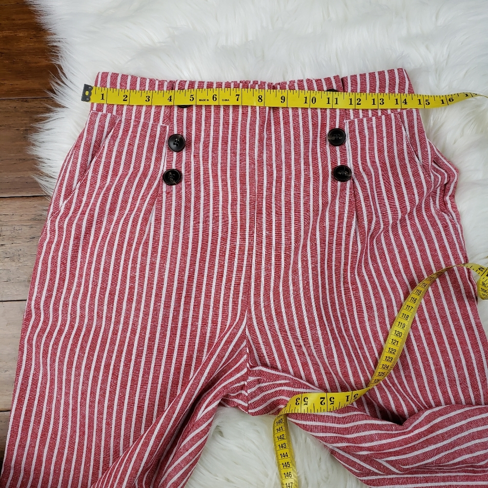 CISONO LINEN high rise wide leg striped pants size Medium - Picture 10 of 12